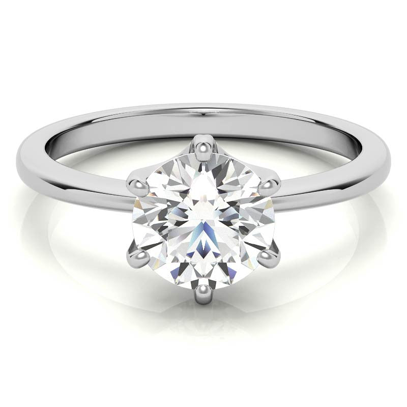 Round Diamond Accented Moissanite Solitaire Ring