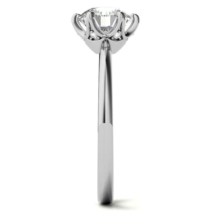Round Diamond Accented Moissanite Solitaire Ring