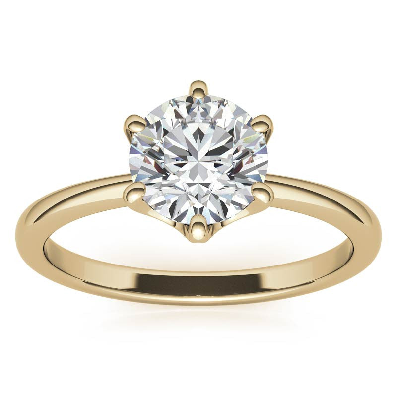 Round Diamond Accented Moissanite Solitaire Ring