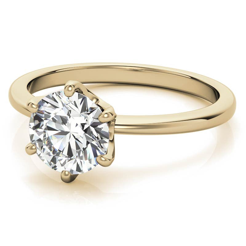 Round Diamond Accented Moissanite Solitaire Ring
