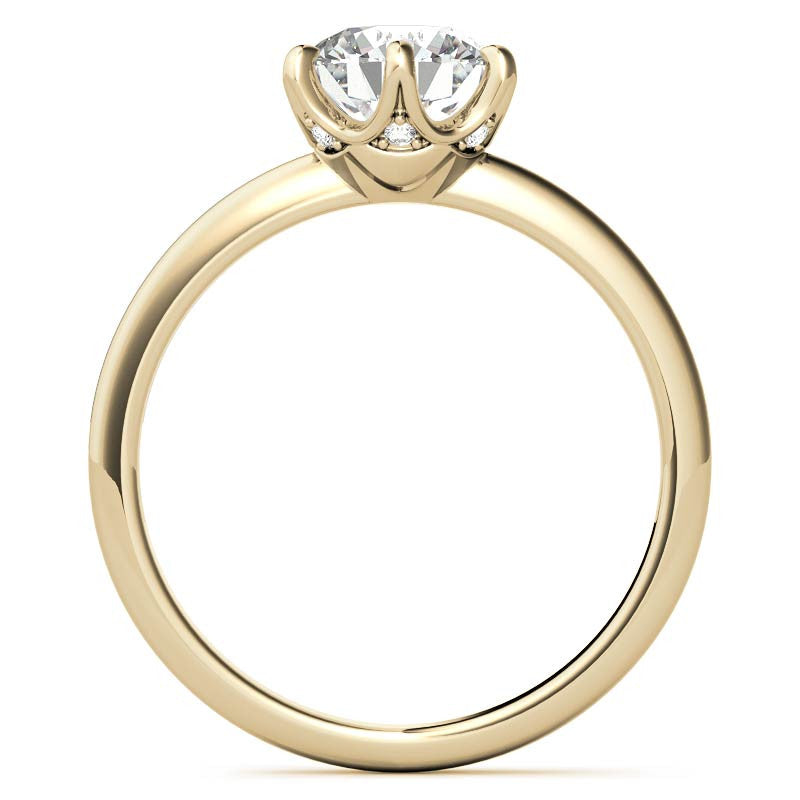 Round Diamond Accented Moissanite Solitaire Ring