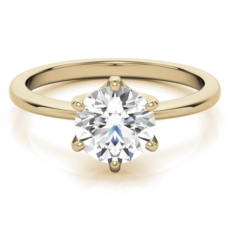 Round Diamond Accented Moissanite Solitaire Ring