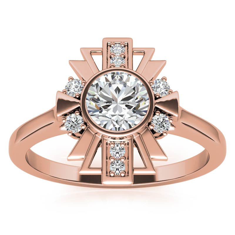 1.0ct Round Art Deco Inspired Moissanite Engagement Ring