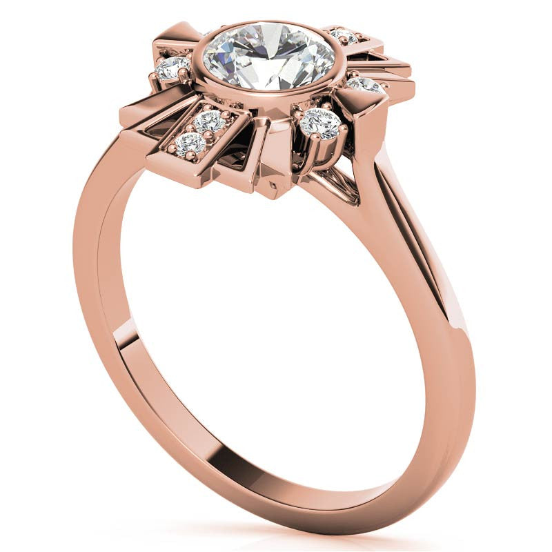 1.0ct Round Art Deco Inspired Moissanite Engagement Ring