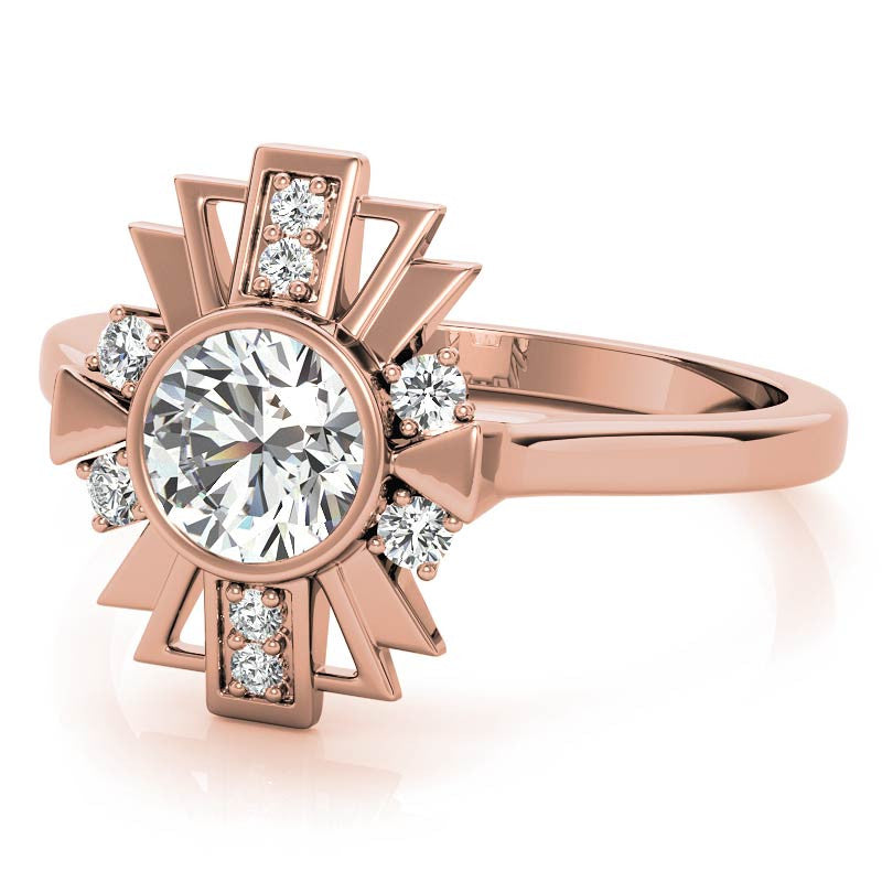 1.0ct Round Art Deco Inspired Moissanite Engagement Ring