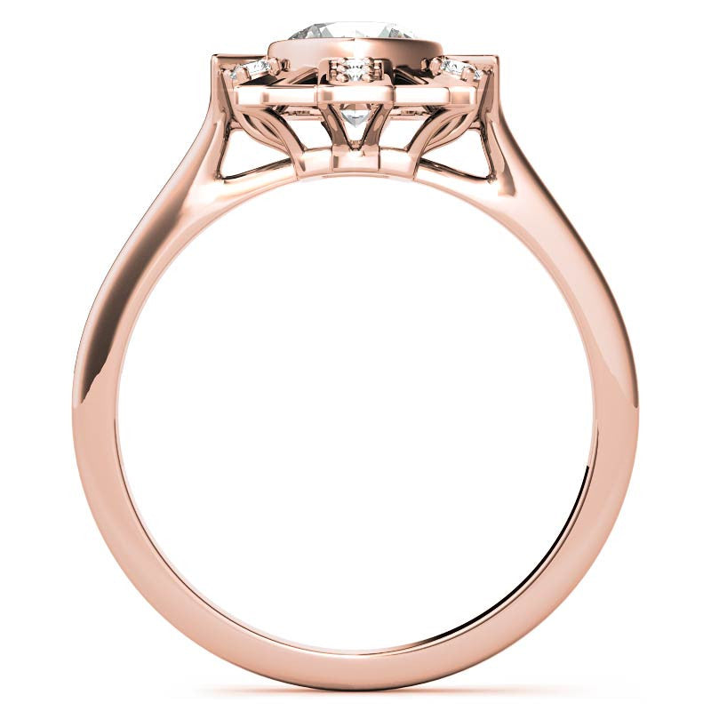 1.0ct Round Art Deco Inspired Moissanite Engagement Ring