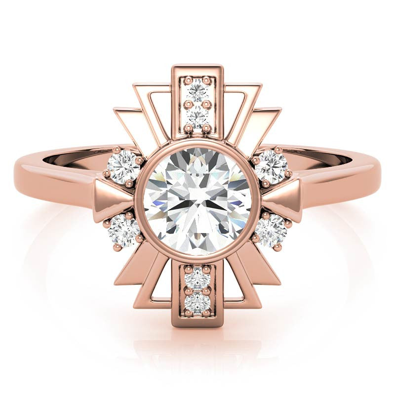 1.0ct Round Art Deco Inspired Moissanite Engagement Ring