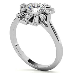 1.0ct Round Art Deco Inspired Moissanite Engagement Ring