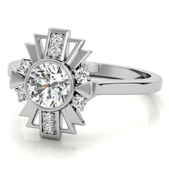 1.0ct Round Art Deco Inspired Moissanite Engagement Ring