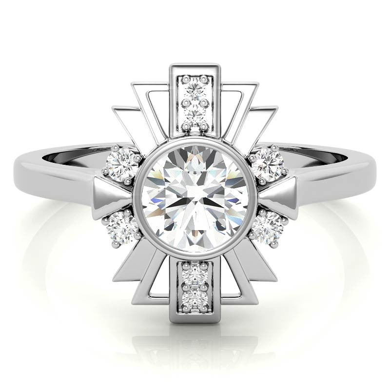 1.0ct Round Art Deco Inspired Moissanite Engagement Ring
