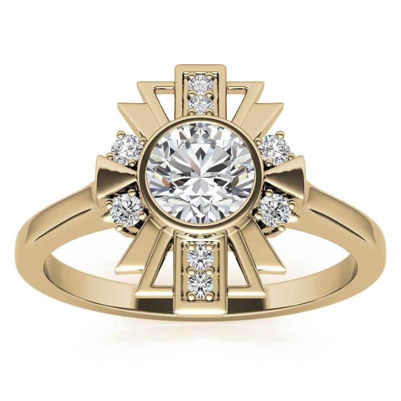 1.0ct Round Art Deco Inspired Moissanite Engagement Ring