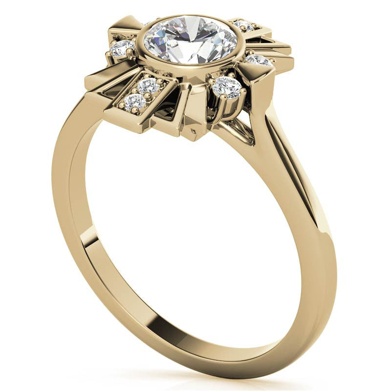 1.0ct Round Art Deco Inspired Moissanite Engagement Ring