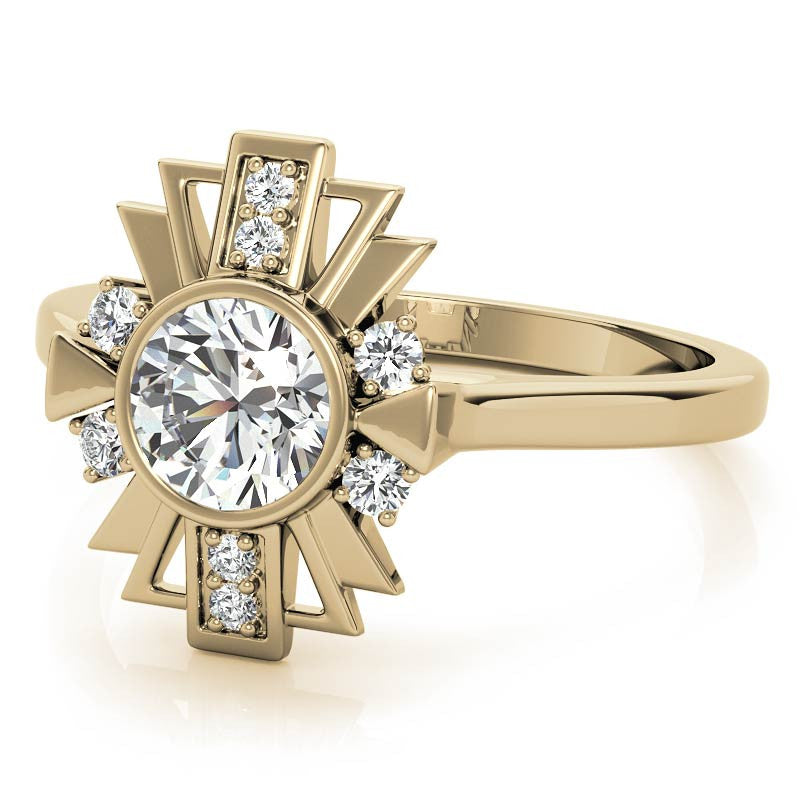 1.0ct Round Art Deco Inspired Moissanite Engagement Ring