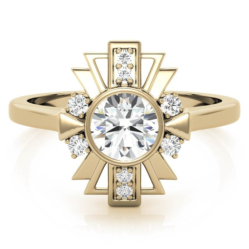 1.0ct Round Art Deco Inspired Moissanite Engagement Ring