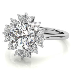 Round and Marquise Halo Style Moissanite Engagement Ring