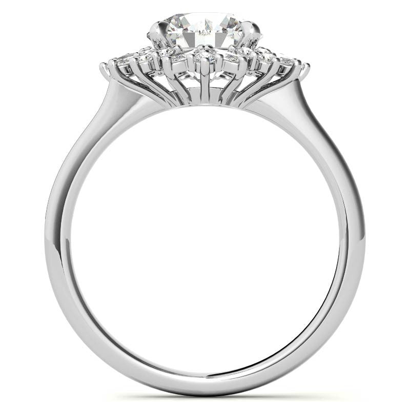 Round and Marquise Halo Style Moissanite Engagement Ring