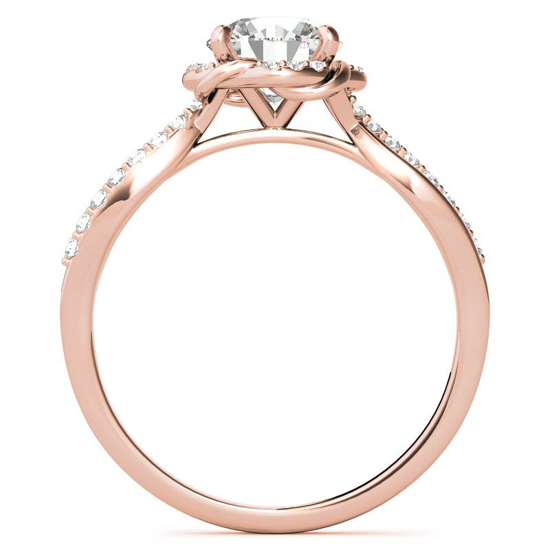 Split Shank Round Bypass Halo Moissanite Engagement Ring