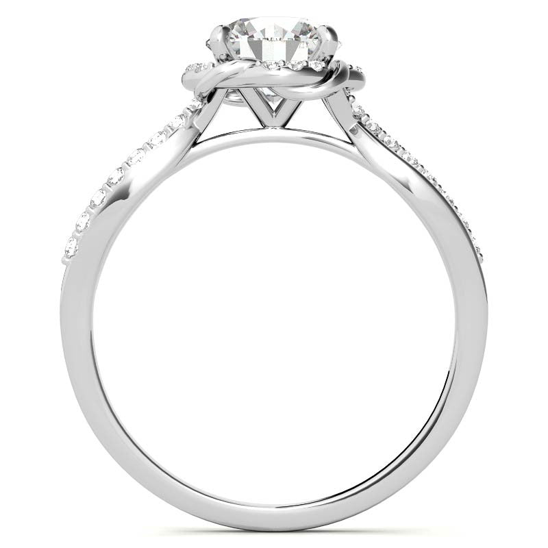 Split Shank Round Bypass Halo Moissanite Engagement Ring
