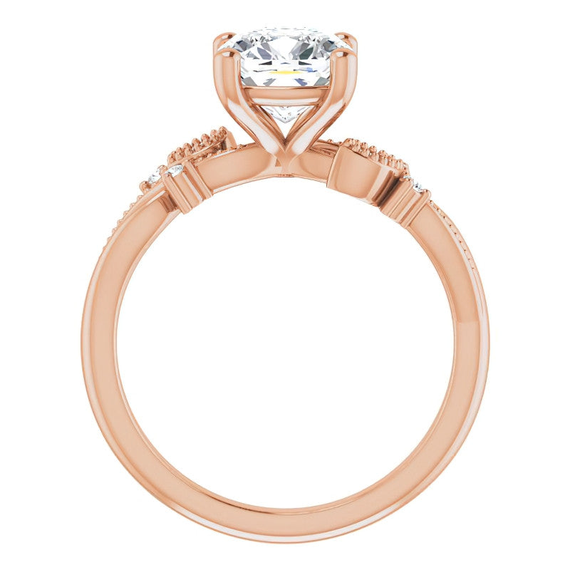 Cushion Floral Inspired Infinity Moissanite Engagement Ring with Milgrain