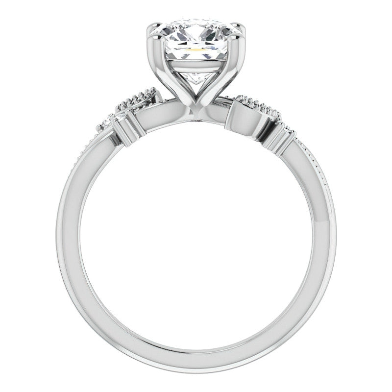 Cushion Floral Inspired Infinity Moissanite Engagement Ring with Milgrain