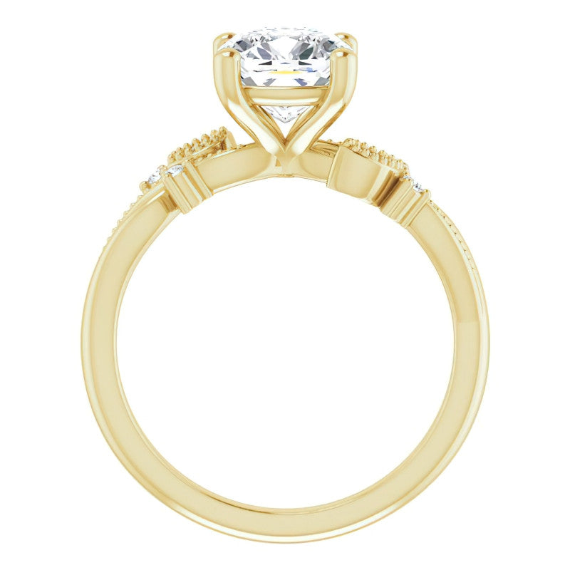 Cushion Floral Inspired Infinity Moissanite Engagement Ring with Milgrain
