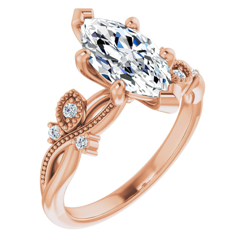 Marquise Floral Inspired Infinity Moissanite Engagement Ring with Milgrain