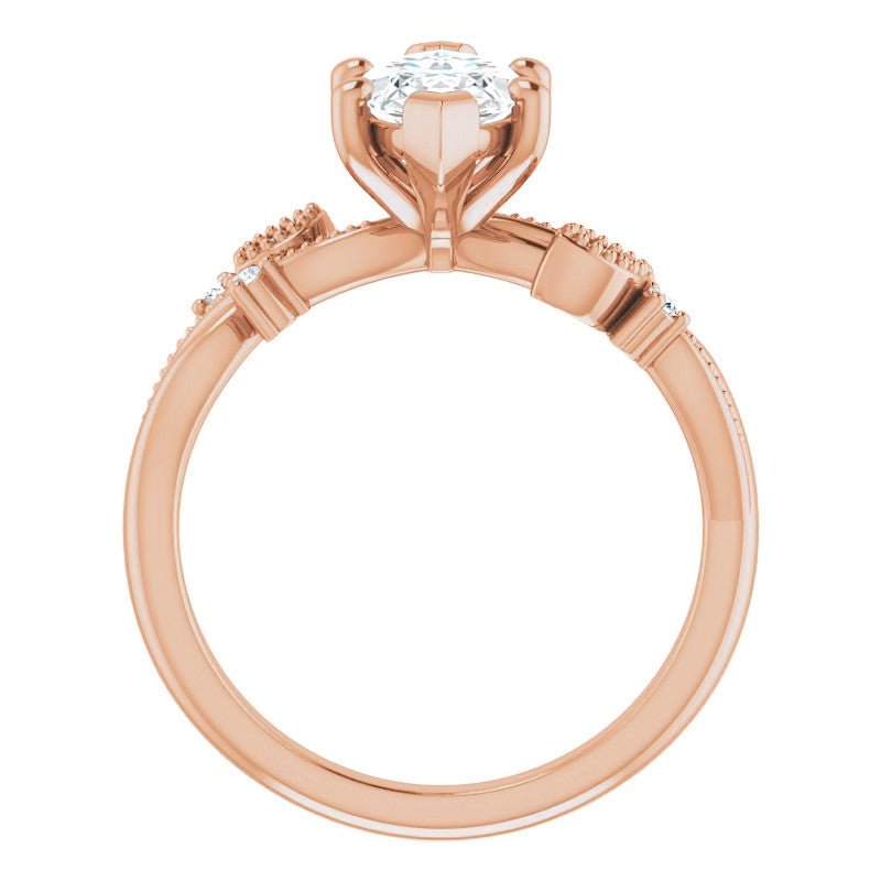 Marquise Floral Inspired Infinity Moissanite Engagement Ring with Milgrain