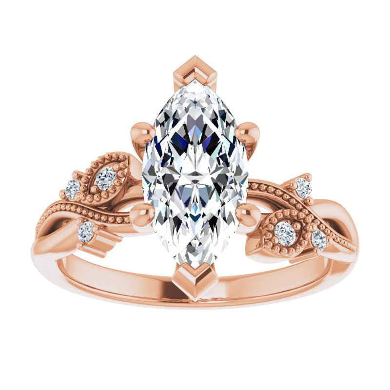 Marquise Floral Inspired Infinity Moissanite Engagement Ring with Milgrain