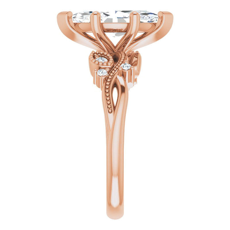 Marquise Floral Inspired Infinity Moissanite Engagement Ring with Milgrain