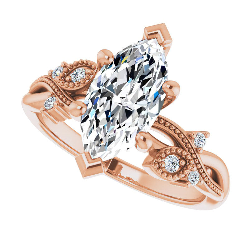 Marquise Floral Inspired Infinity Moissanite Engagement Ring with Milgrain