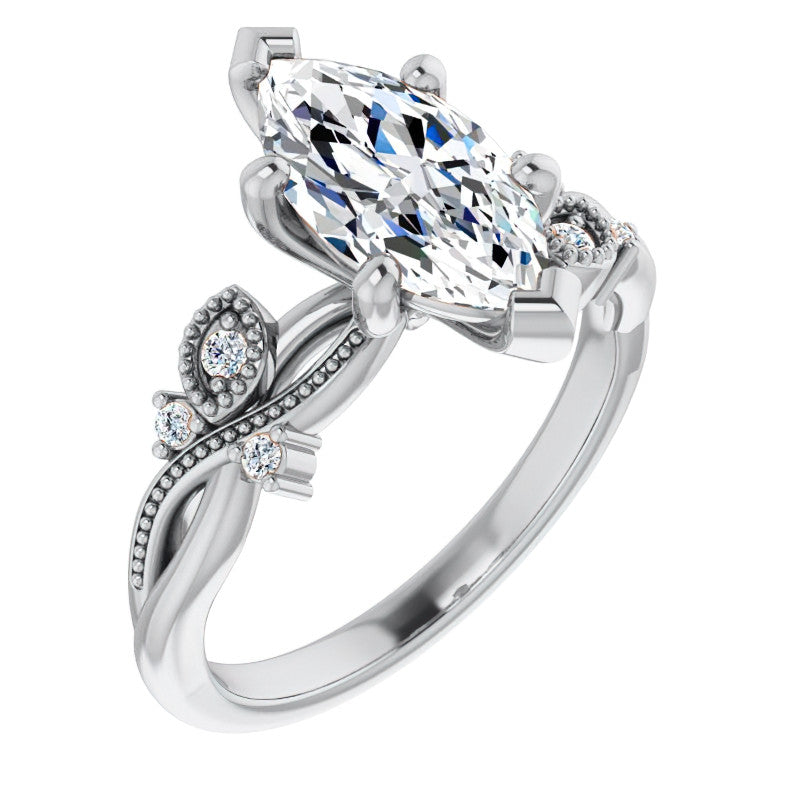 Marquise Floral Inspired Infinity Moissanite Engagement Ring with Milgrain