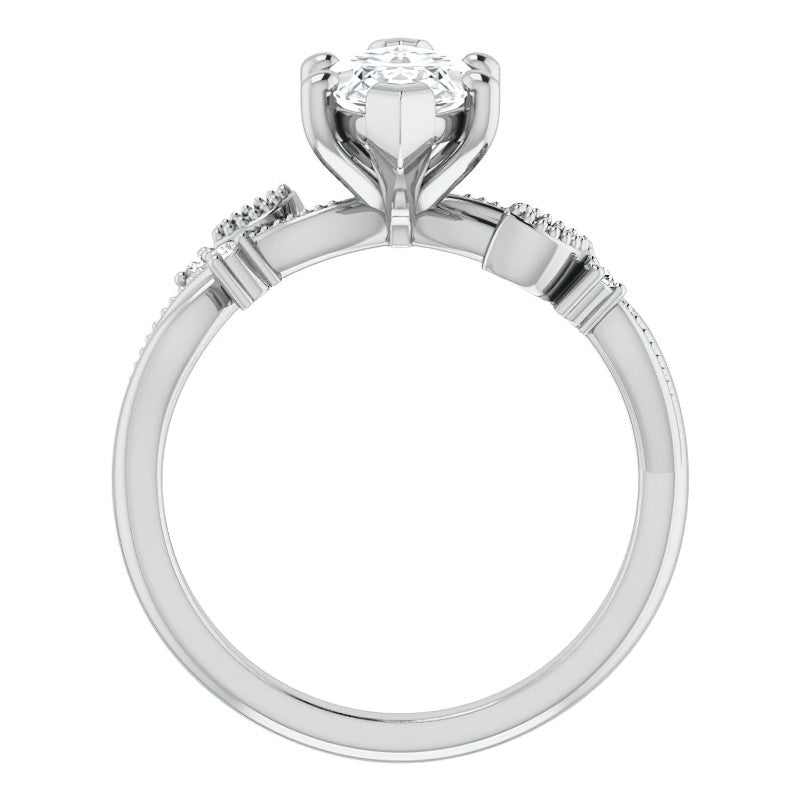 Marquise Floral Inspired Infinity Moissanite Engagement Ring with Milgrain