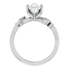 Marquise Floral Inspired Infinity Moissanite Engagement Ring with Milgrain