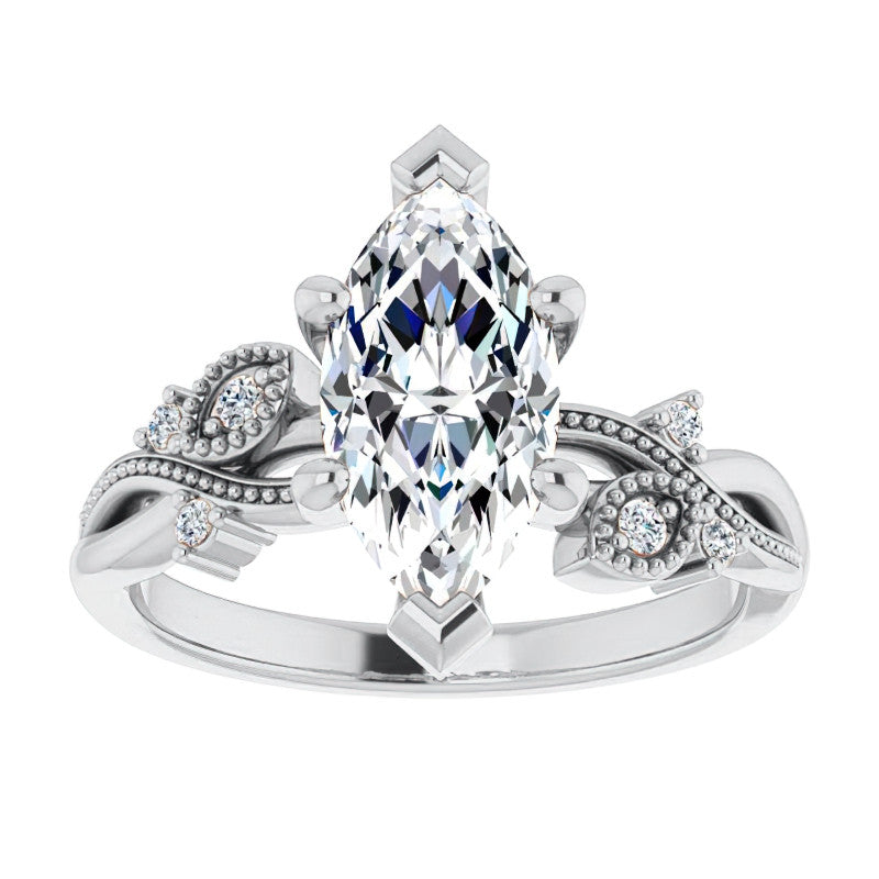 Marquise Floral Inspired Infinity Moissanite Engagement Ring with Milgrain