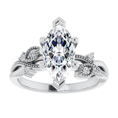 Marquise Floral Inspired Infinity Moissanite Engagement Ring with Milgrain