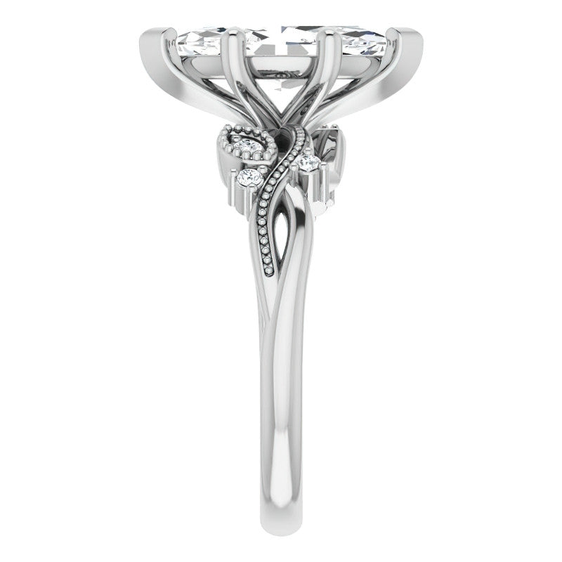 Marquise Floral Inspired Infinity Moissanite Engagement Ring with Milgrain