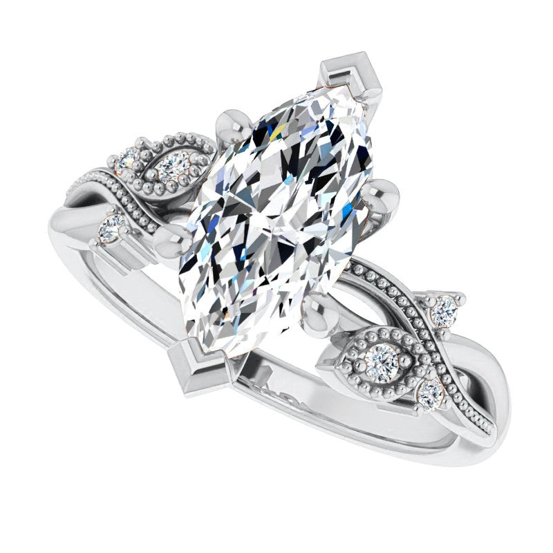 Marquise Floral Inspired Infinity Moissanite Engagement Ring with Milgrain