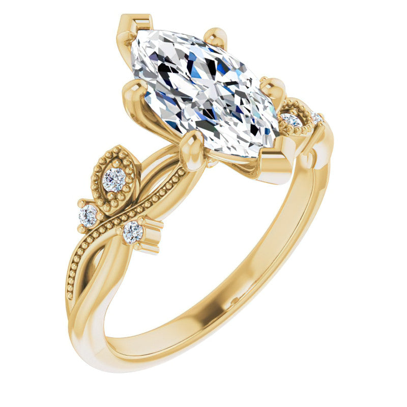 Marquise Floral Inspired Infinity Moissanite Engagement Ring with Milgrain
