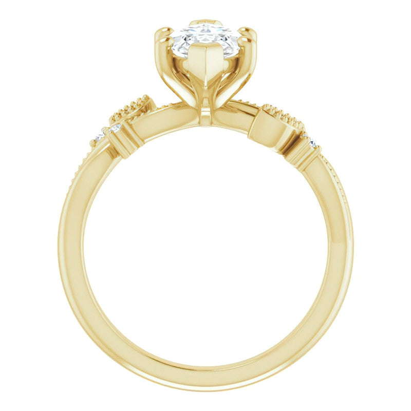 Marquise Floral Inspired Infinity Moissanite Engagement Ring with Milgrain