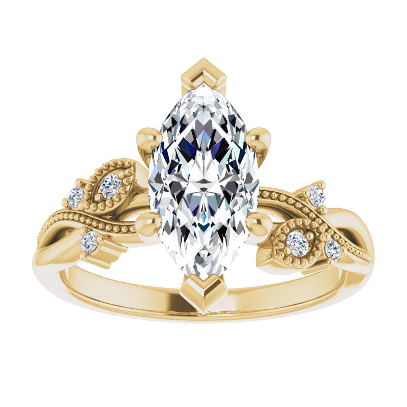 Marquise Floral Inspired Infinity Moissanite Engagement Ring with Milgrain