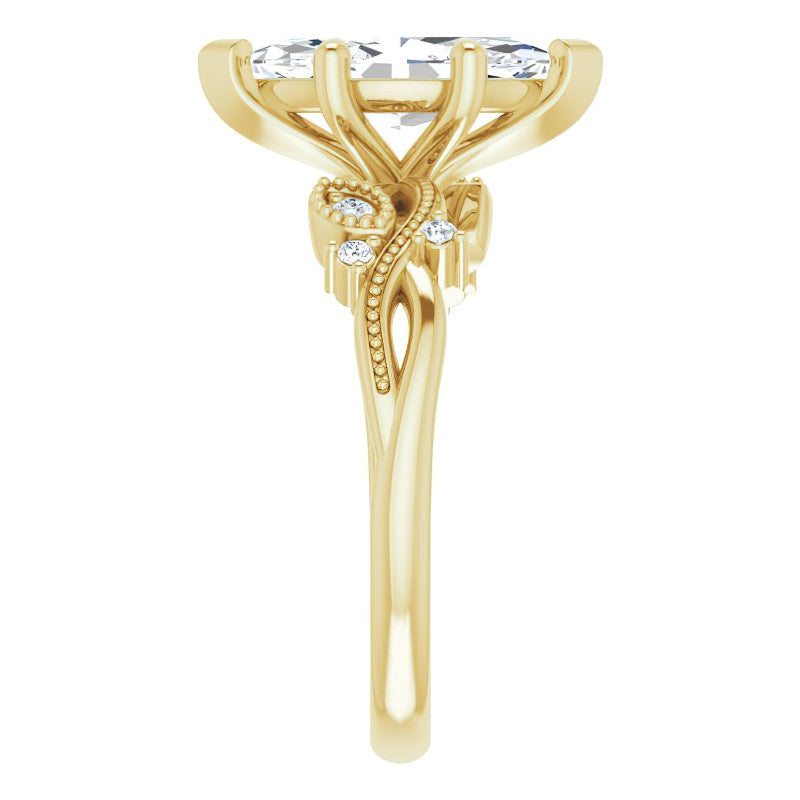 Marquise Floral Inspired Infinity Moissanite Engagement Ring with Milgrain