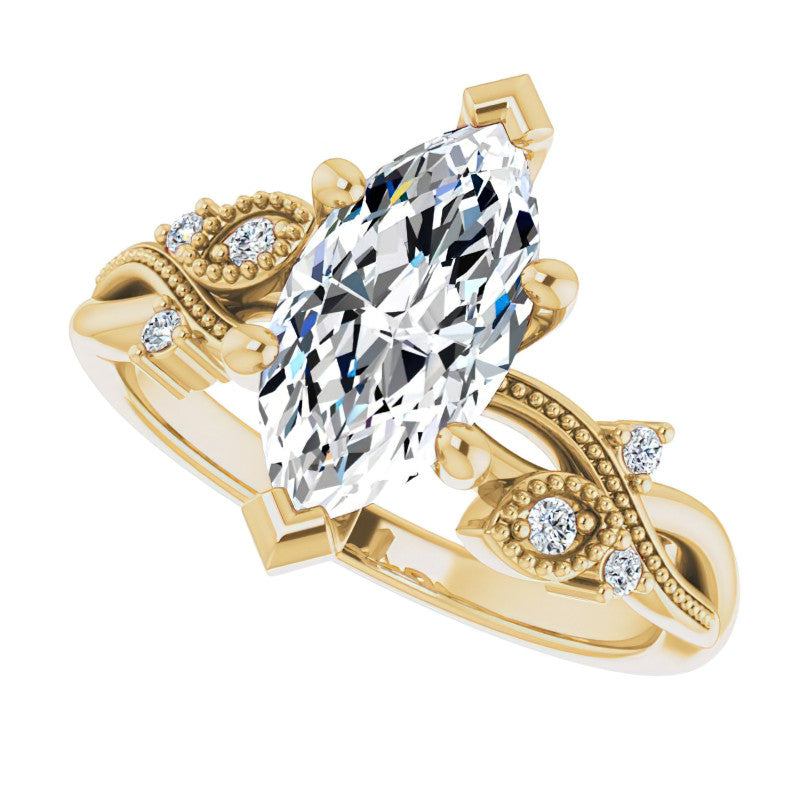 Marquise Floral Inspired Infinity Moissanite Engagement Ring with Milgrain