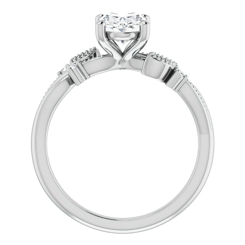 Oval Floral Inspired Infinity Moissanite Engagement Ring with Milgrain