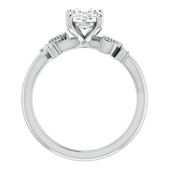 Oval Floral Inspired Infinity Moissanite Engagement Ring with Milgrain