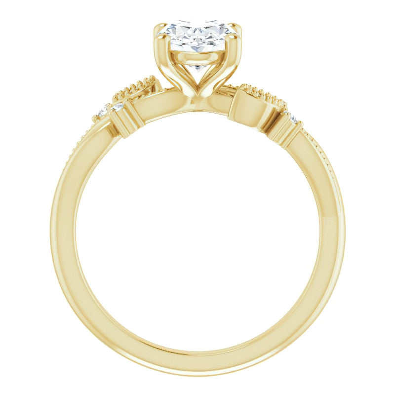 Oval Floral Inspired Infinity Moissanite Engagement Ring with Milgrain