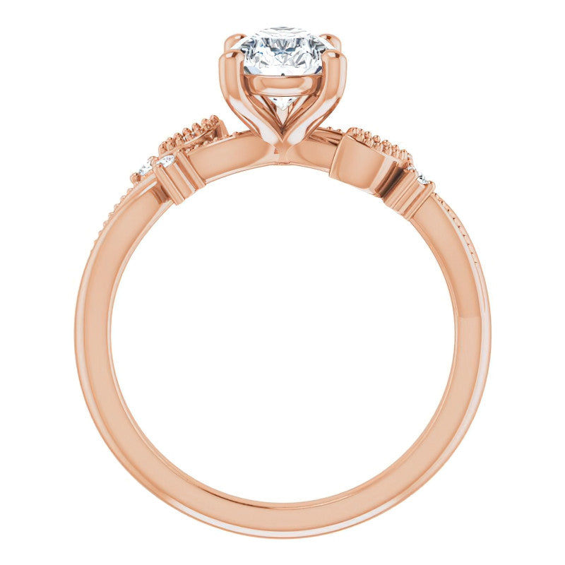 Pear Floral Inspired Infinity Moissanite Engagement Ring with Milgrain