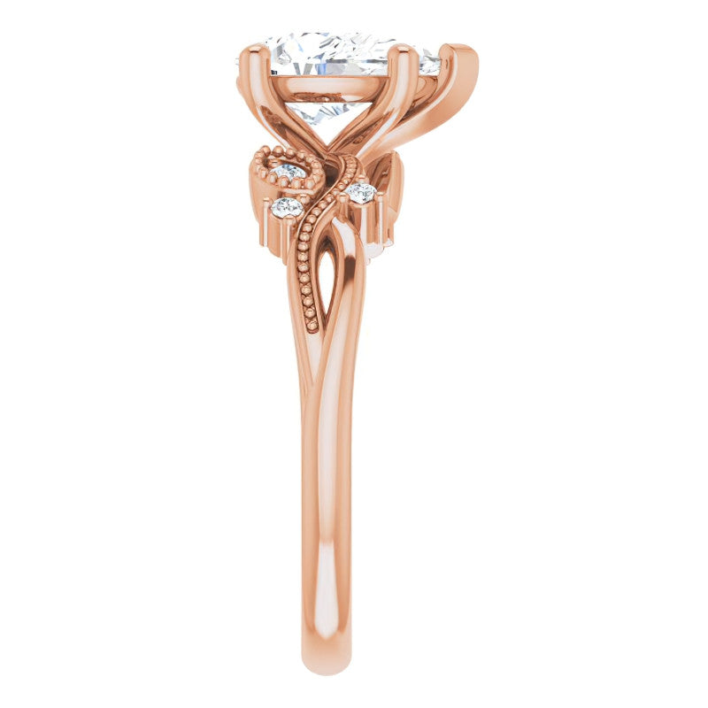 Pear Floral Inspired Infinity Moissanite Engagement Ring with Milgrain