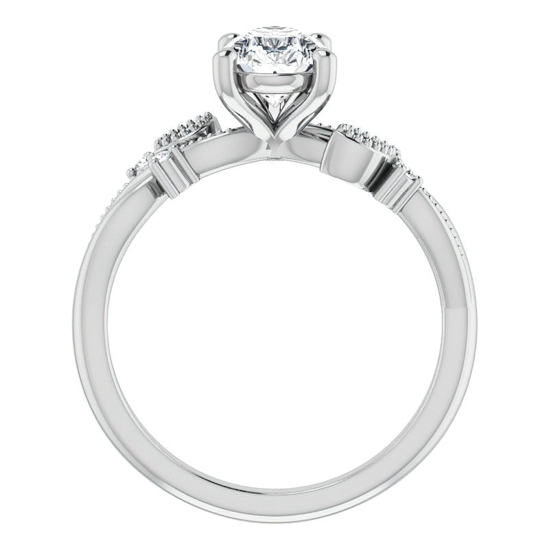 Pear Floral Inspired Infinity Moissanite Engagement Ring with Milgrain