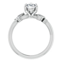Pear Floral Inspired Infinity Moissanite Engagement Ring with Milgrain