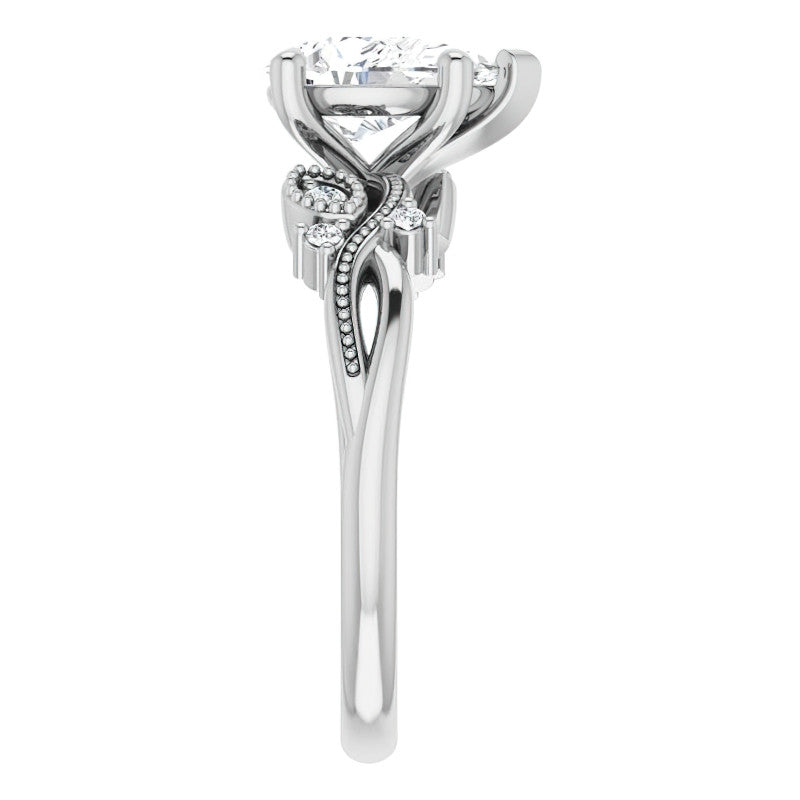 Pear Floral Inspired Infinity Moissanite Engagement Ring with Milgrain